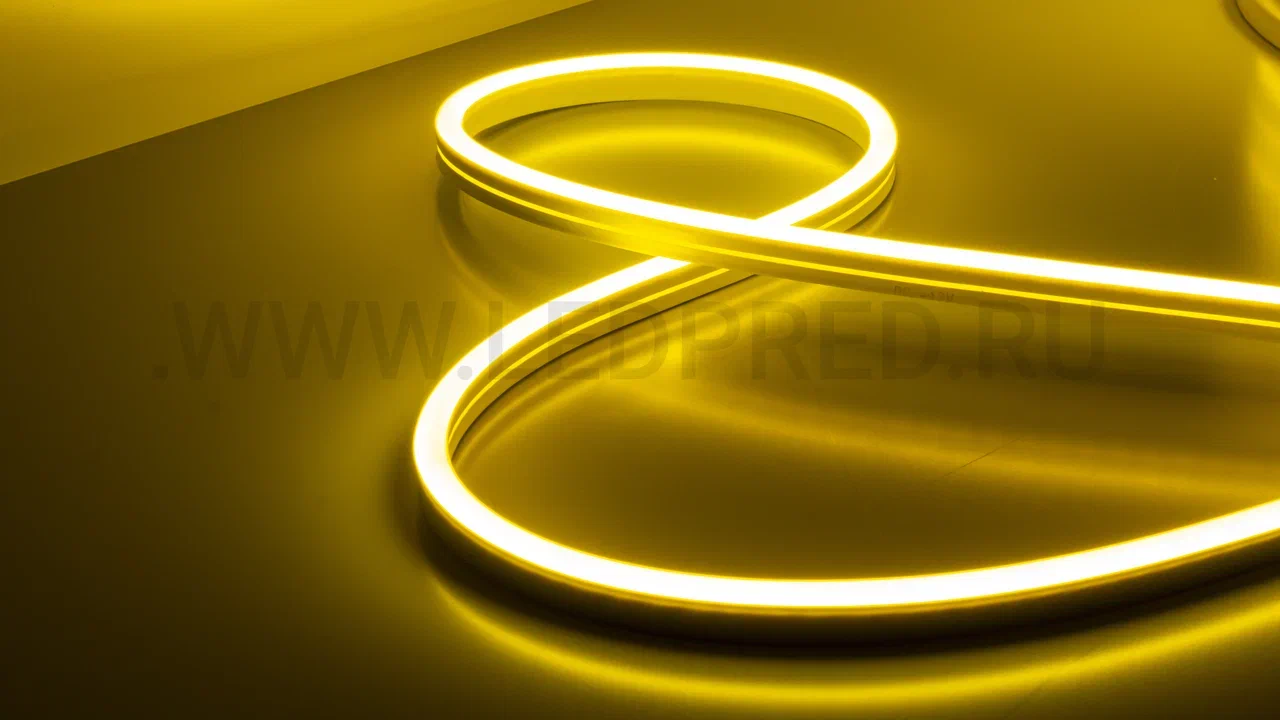 Тонкий неон 12V, цвет желтый NEONTHIN-12-Y-SILICONE816-10mm-MEN