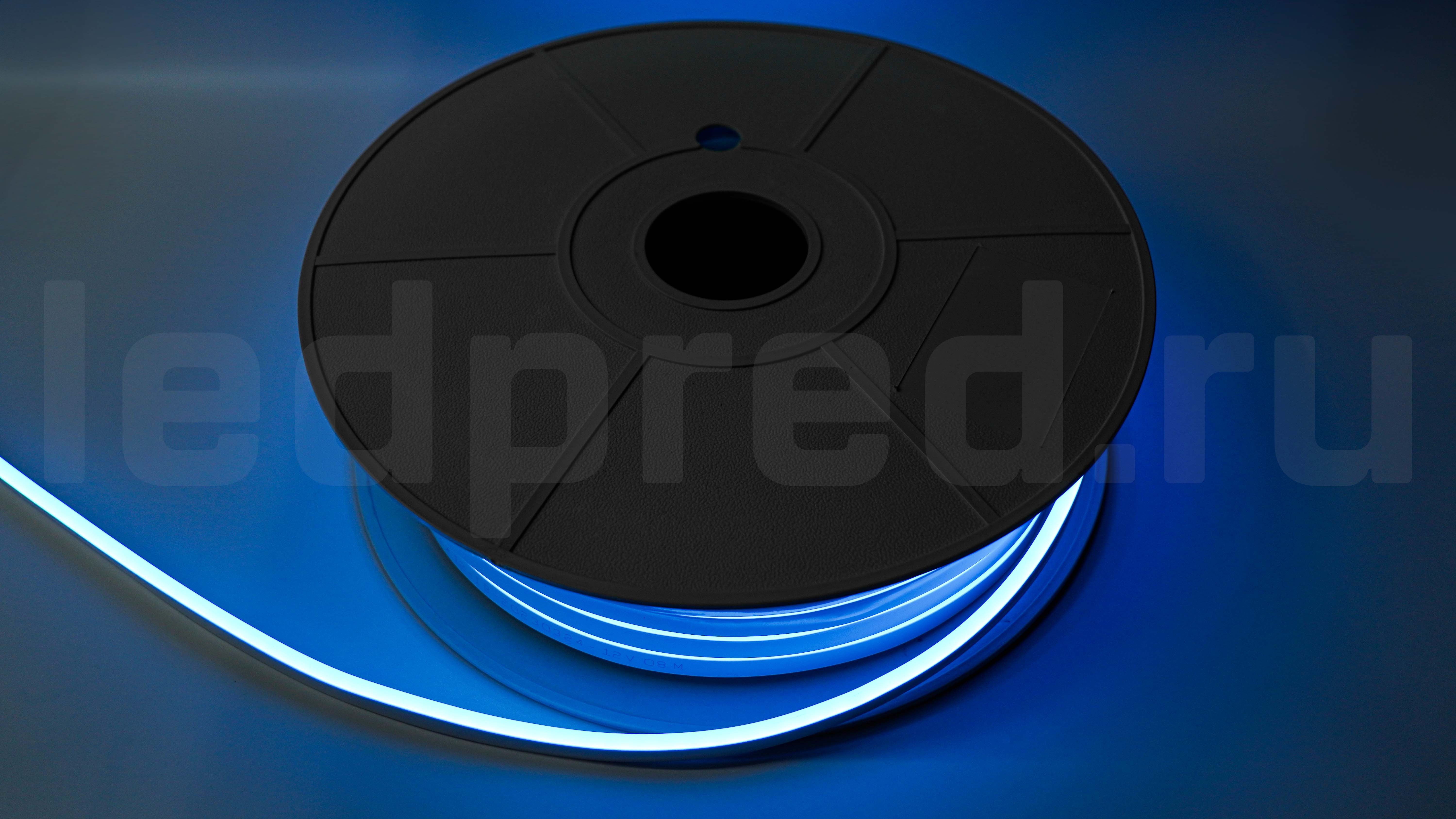 Неон тонкий 12V, цвет голубой NEON-612-SIL-DC12-ICEB-10mm-MEN
